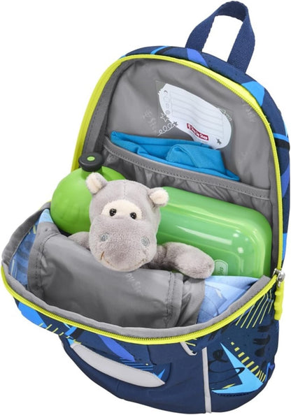 Kindergartenrucksack Mini Bagger Bobby Blau, Gelb