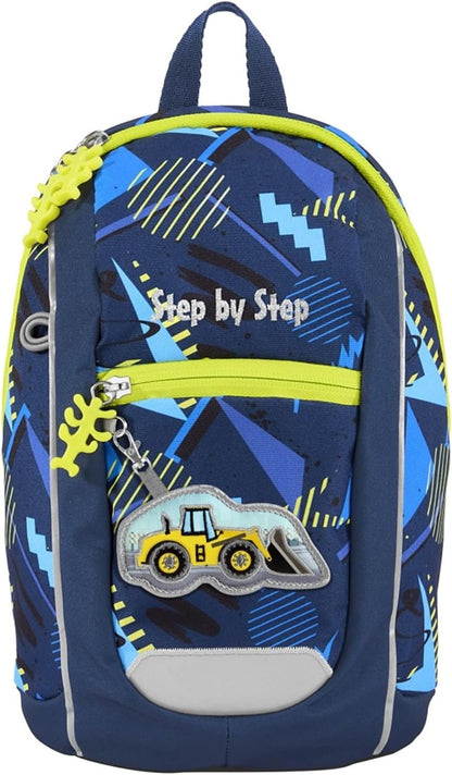 Kindergartenrucksack Mini Bagger Bobby Blau, Gelb