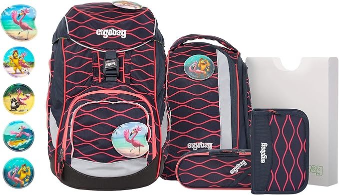 Schulrucksack Pack Lumi Set 6tlg. Wellenreitbär Blau, Pink