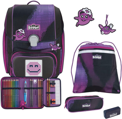Schulrucksack Genius Set 5tlg. Pixel Pink